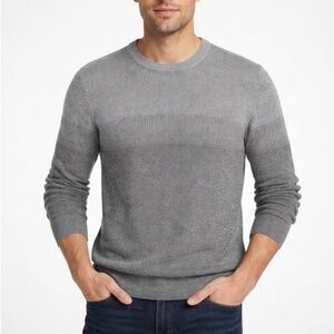 Marc Anthony Gray Ombre Knit Cotton Cashmere Crew Neck Sweater